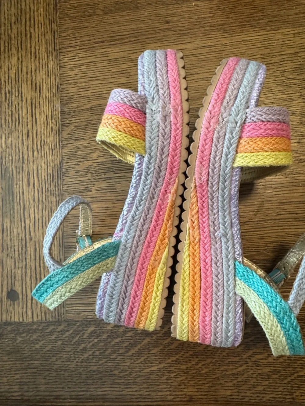 Steve Madden Cleo Rainbow Wedge Sandals Girls 1M